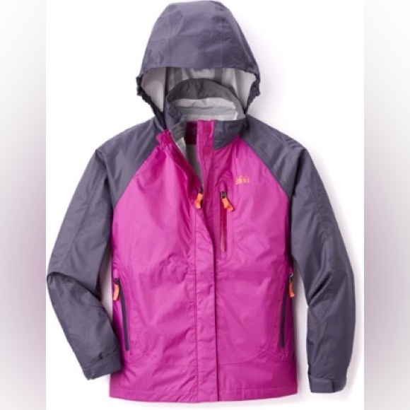REI Jackets & Coats Rei Girls Purple Grey Rainwall Rain Jacket Poshmark